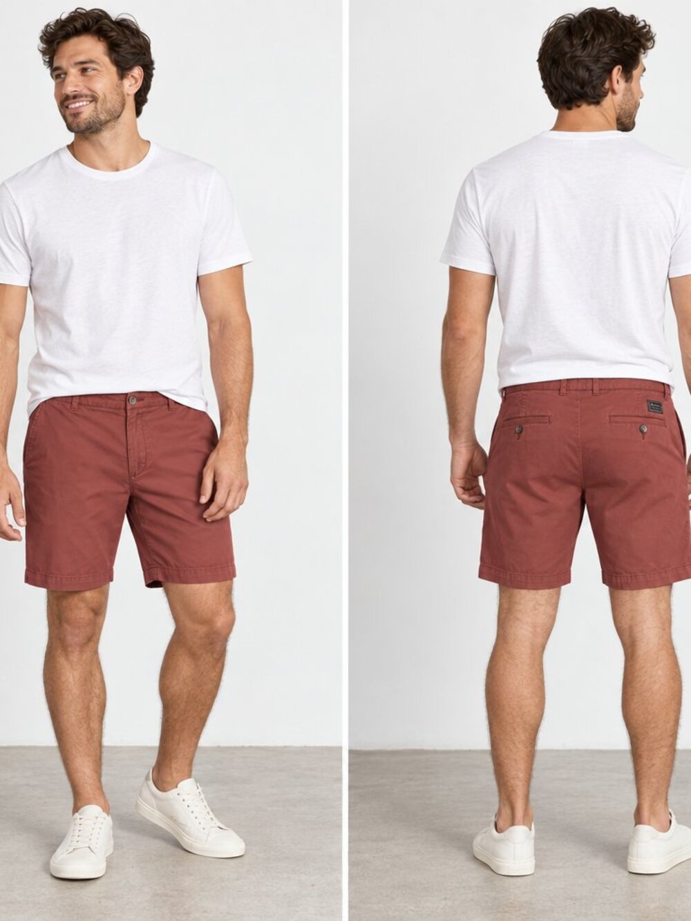 Ben Sherman Men's Shorts W38 Salmon Flat Front Cotton Stretch